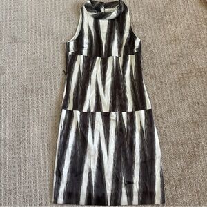 Carlisle sleeveless dress, cowl neck, Brown and white abstract Size 6